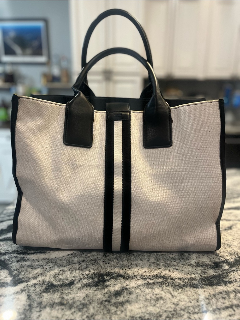 DKNY Black Logo-Printed Tote Interior with Zipper Pocket